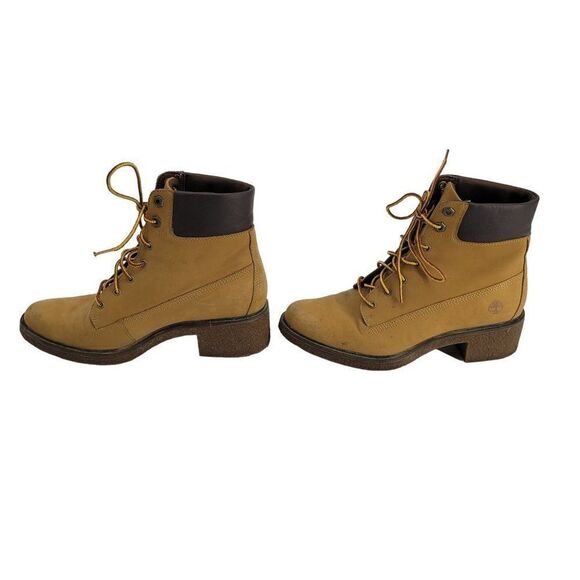 Timberland Womens Leather Boots 7 Tan Ankle Brinda Nubuck Lace Up Shoes Hiking - Picture 8 of 14
